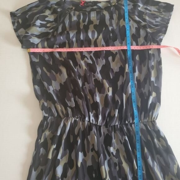 SINEQUANONE Womens Dress Camo Zip Lined Cinched Waist Black Blue Pockets‎ Medium - Picture 5 of 11